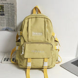Lhzstore Aesthetic Backpack Schoolbag  Junior High School Students Solid Color Backpack College Students Backpack