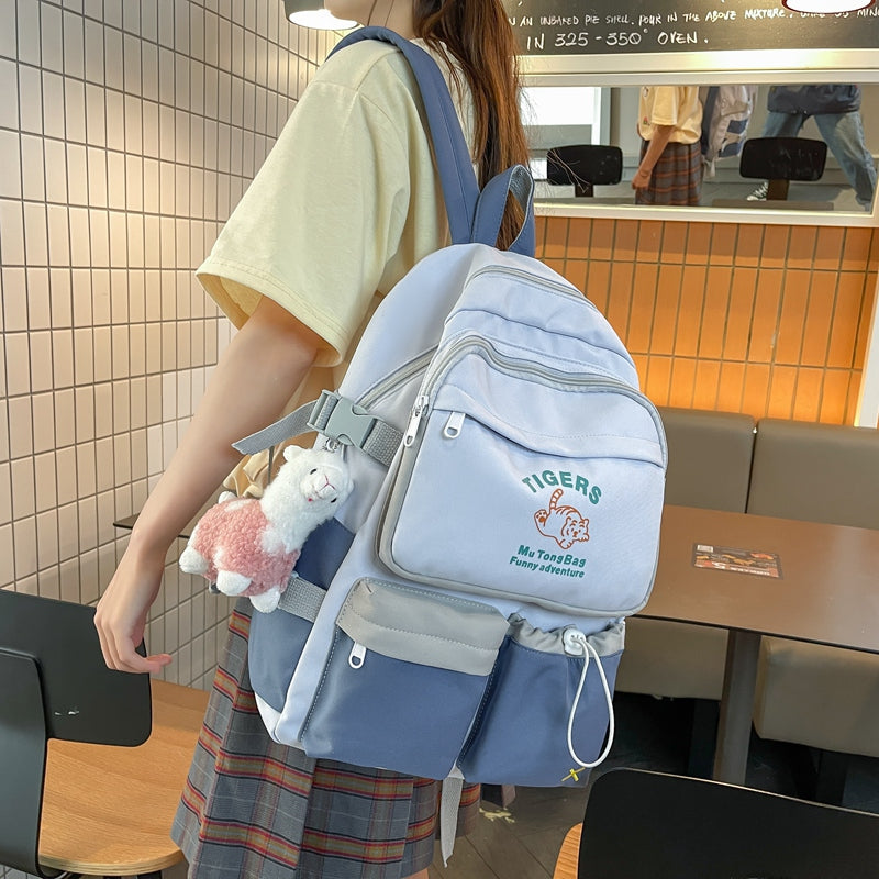 Lhzstore Schoolbag Female Junior High School Students Style Simple Versatile Large Capacity Backpack College Students Backpack