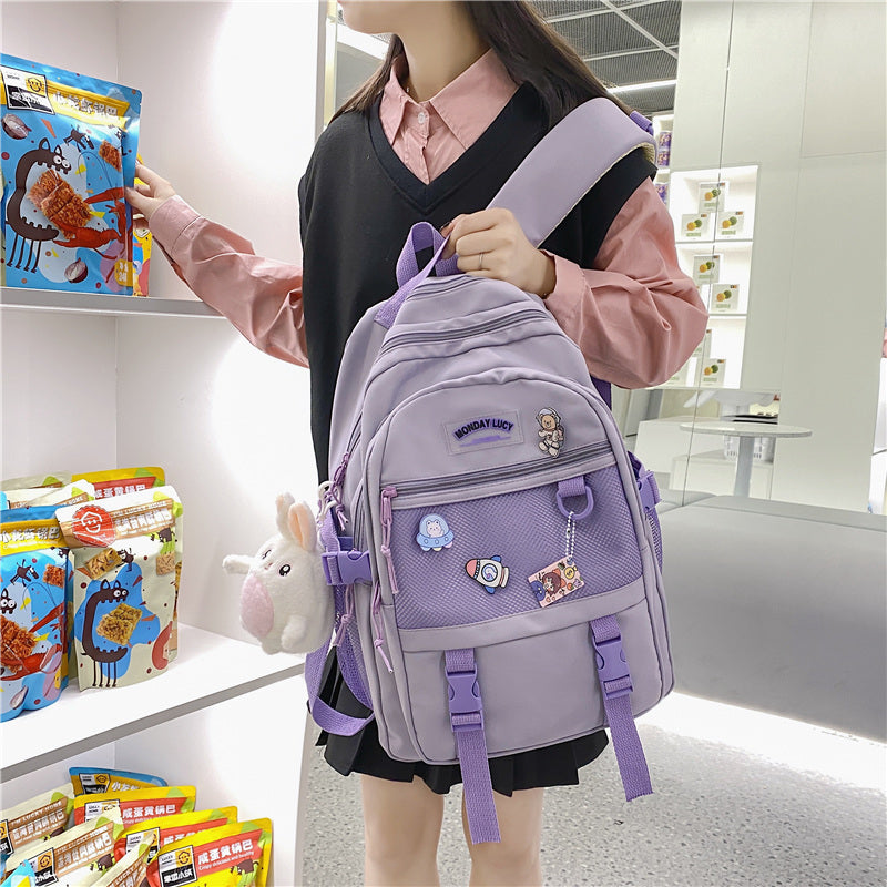 Lhzstore Aesthetic Backpack College Students High School Junior High School Large Capacity Backpack Cute Book Bags