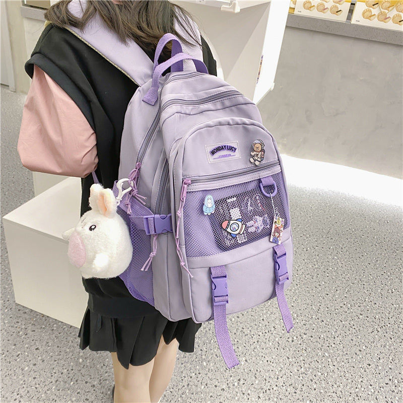 Lhzstore Aesthetic Backpack College Students High School Junior High School Large Capacity Backpack Cute Book Bags
