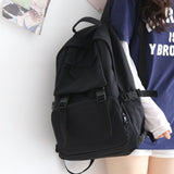 lhzstore Aesthetic Backpack Solid Color Backpack Large-capacity School Bags for Teenage Girl Travel Backpack Ladies Ruckpack