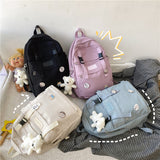 lhzstore Aesthetic Backpack Waterproof Girl Backpack College Student Bags Buckle Package Teenage Girl Cute Schoolbag