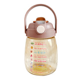 Summer Bubble Tea Straw Water Bottles For Girls Cute Plastic Double Drink Juice Big Belly Water Bottle With Time Marker Sticker