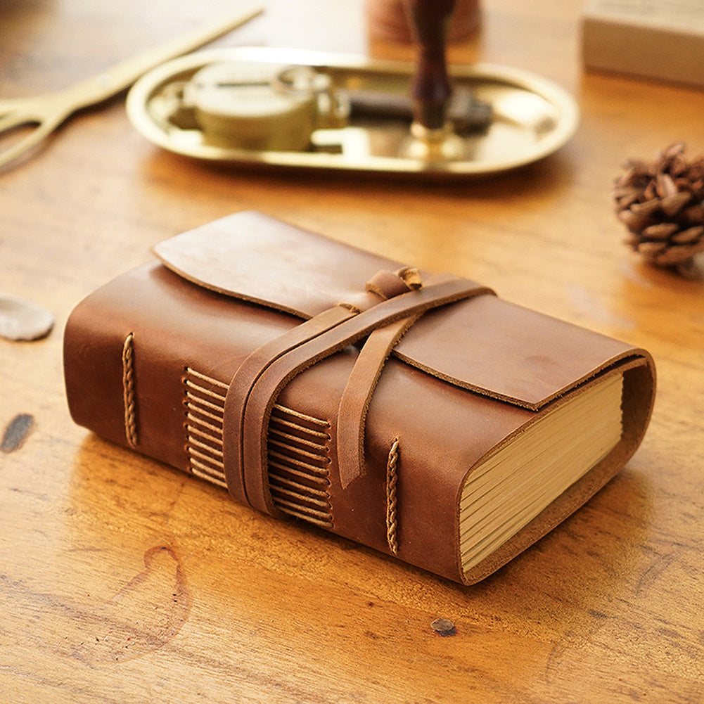 Thick Leather Diary Blank Paper Sketchbook Handmade with Notebook Cowhide Notebook Thickened Retro Hand Account