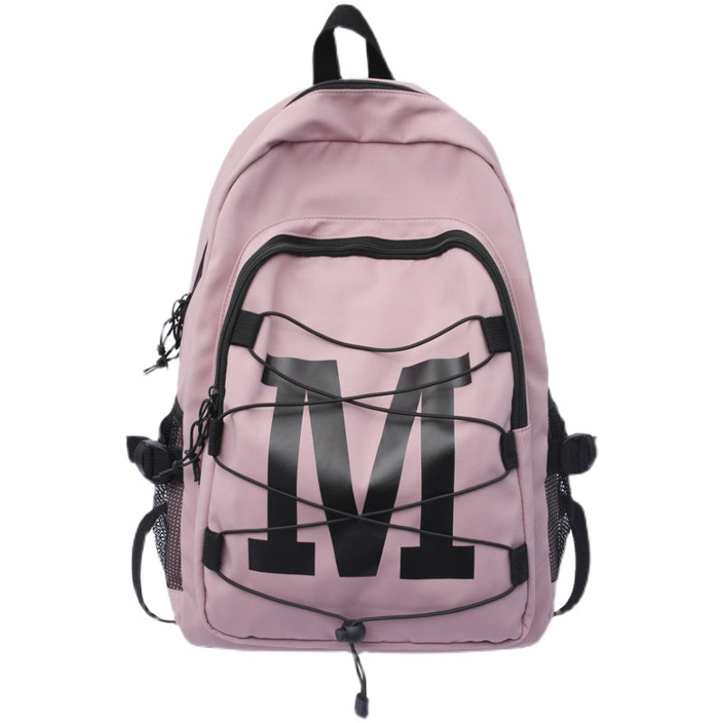 lhzstore Aesthetic Backpack Couple Backpack Harajuku Solid Color School Backpacks for Teens Simple Waterproof Travel Bags