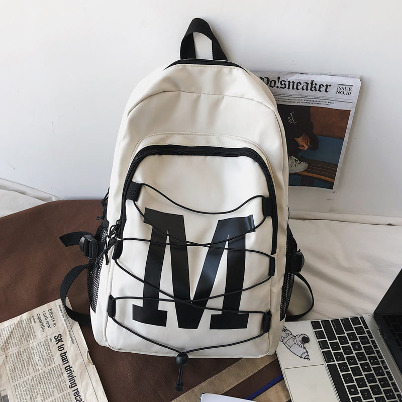 lhzstore Aesthetic Backpack Couple Backpack Harajuku Solid Color School Backpacks for Teens Simple Waterproof Travel Bags