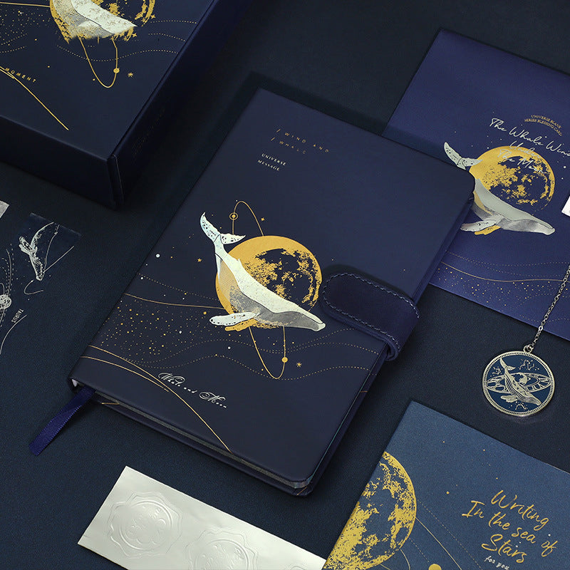 Universe Starry Notebook Gift Set Travel Diary Hand Ledger Planner Metal Pendant Bookmark Sticker Tape Set Girls Birthday Gift