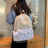 Lhzstore Aesthetic Backpack Women Cute Backpack Waterproof Panelled School Bags for Teenagers Harajuku School Backpacks
