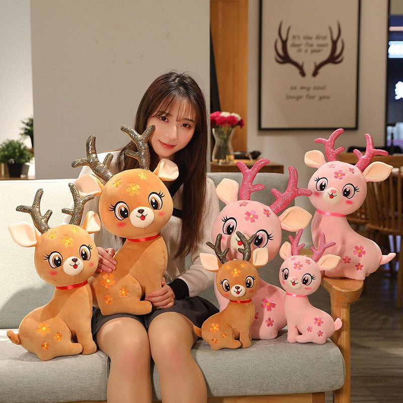 Brown Pink Plum Deer Plush Toys Stuffed Animal