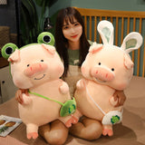Creative Frog and Bunny Ears Pig Plush Toy