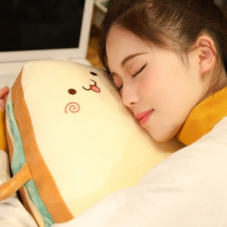 Cute Emoji Sandwich Plush Toy Pillow