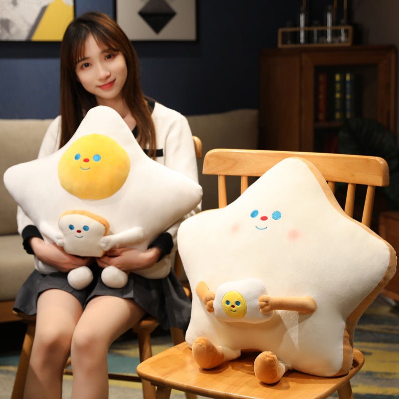Cute Pentagram Toast Egg Pillow Plush Toys