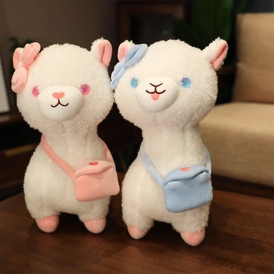 Cute Pink Blue Alpaca Plush Toy