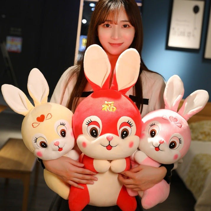 Cute Pink Red Yellow Bunny Plush Toy