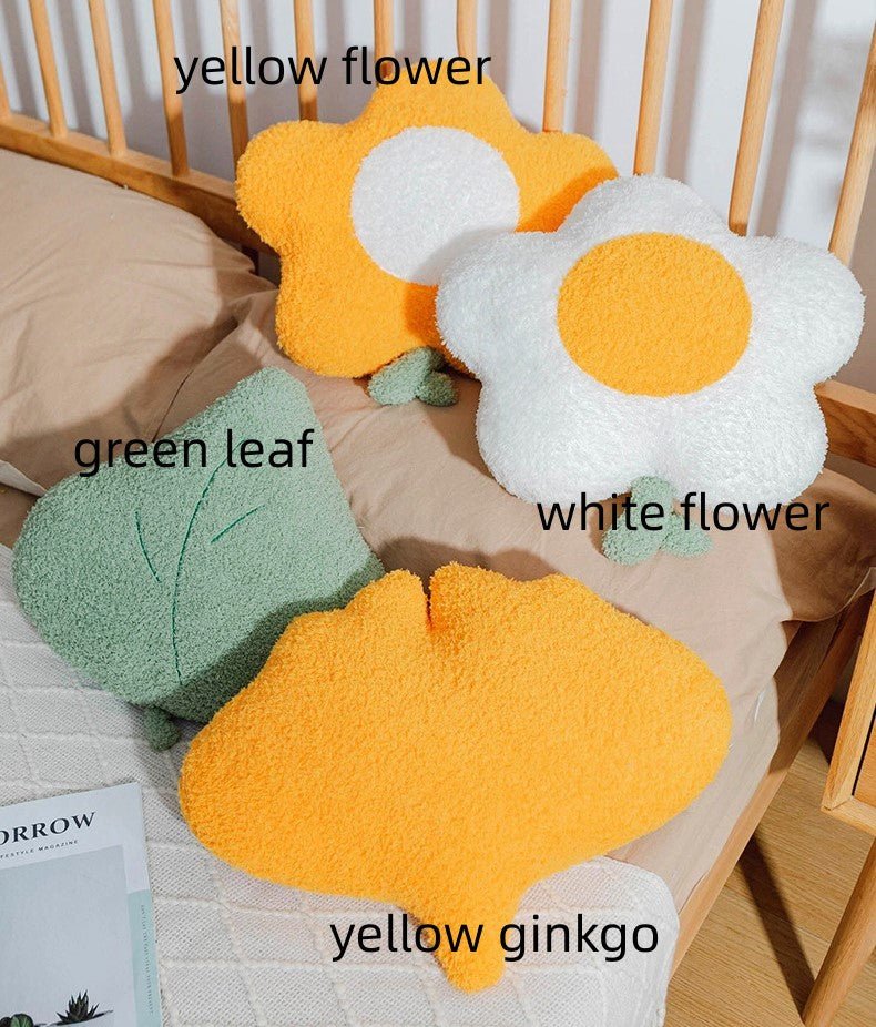Flower Plush Throw Pillow Plant Leaf Pillow