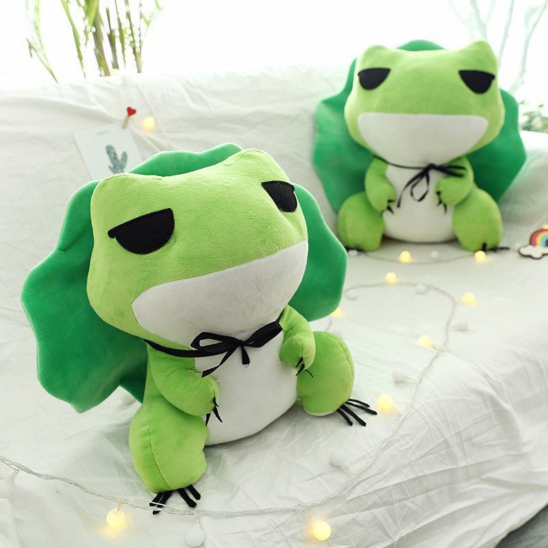Frog Stuffed Animal Plush Toy with Lotus Leaf Hat