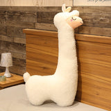 Giant White Brown Alpaca Plush Pillow Stuffed Animal Toy