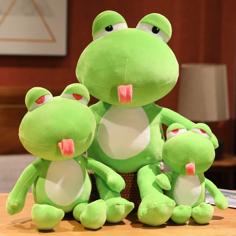 Green Frog Plush Toy with Long Bendable Tongue