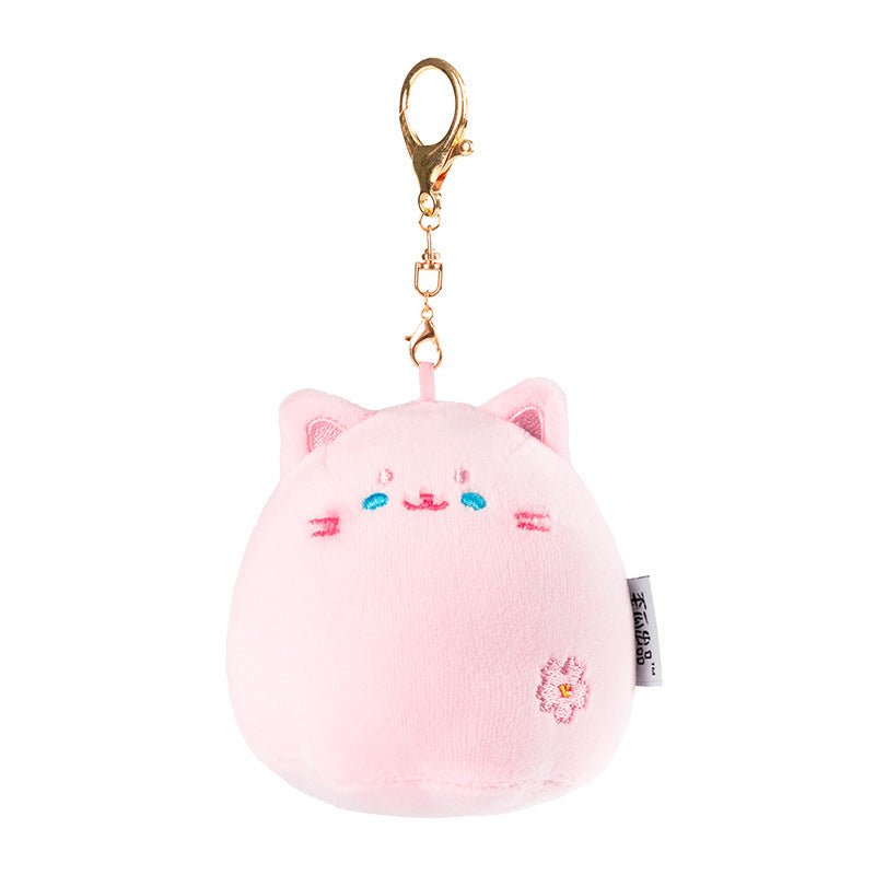 Pink Brown Cat Plush Pendant Keychain