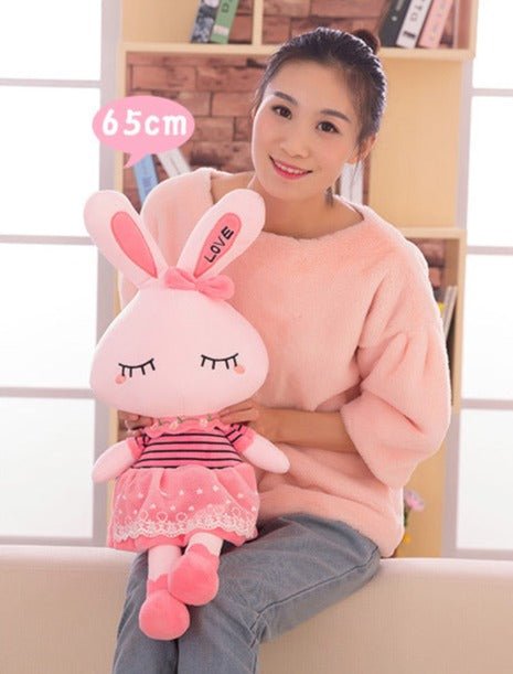 Pink Bunny Rabbit Plushie Stuffed Doll In Dress
