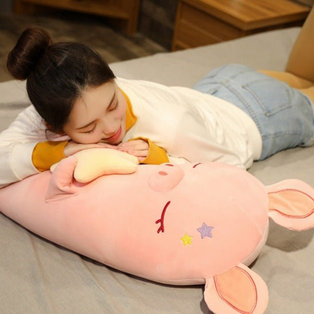 Pink Pig Plush Toys Star Pillows
