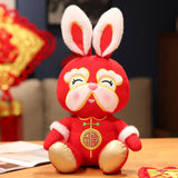Red Christmas Rabbit Grandpa Plush Toy