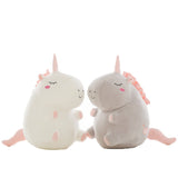 Chubby White And Gray Unicorn Plush Toys