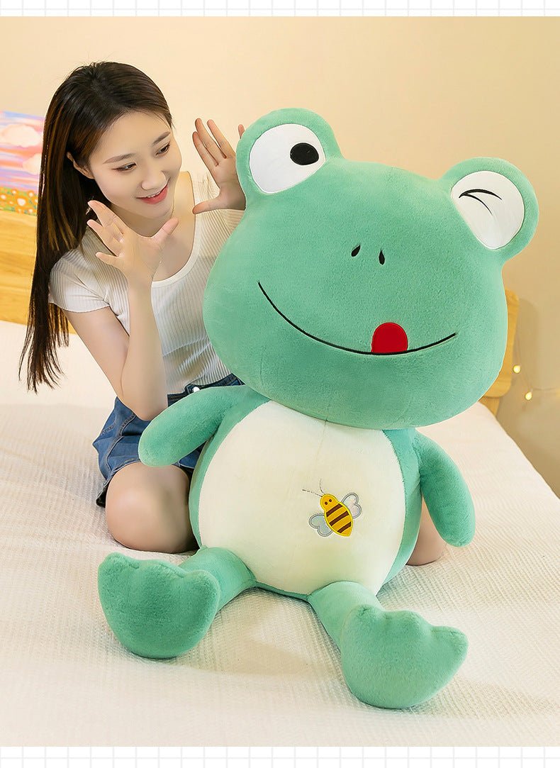 Sitting Green Smiley Frog Plush Stuffed Toy