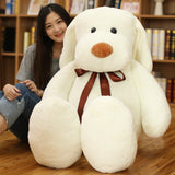 White Brown Dog Bear Plush Toy Sleeping Pillow